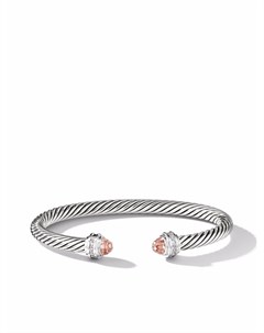 Серебряный браслет кафф Cable с морганитом и бриллиантами David yurman