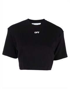 Укороченная футболка с вышитым логотипом Off-white