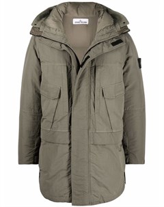 Дутая парка с капюшоном и логотипом Stone island