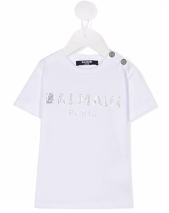 Футболка с логотипом и кристаллами Balmain kids