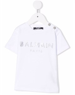 Футболка с логотипом и кристаллами Balmain kids