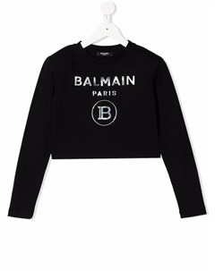 Футболка с длинными рукавами и логотипом Balmain kids