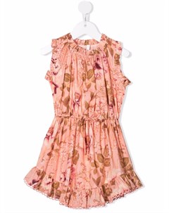 Платье мини с оборками и цветочным принтом Zimmermann kids