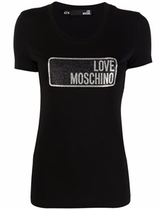 Футболка с логотипом и блестками Love moschino