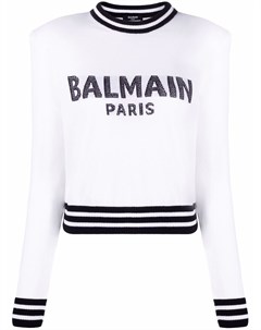 Укороченный джемпер с логотипом Balmain