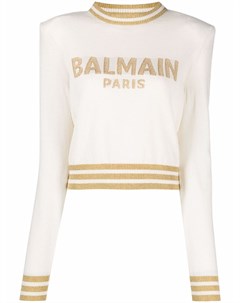 Укороченный джемпер с логотипом Balmain