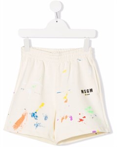 Шорты с эффектом разбрызганной краски Msgm kids