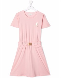 Платье макси с поясом и логотипом Lanvin enfant