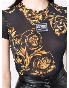 Укороченная футболка с принтом Baroque Versace jeans couture