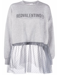 Толстовка со вставкой из тюля и логотипом Red valentino