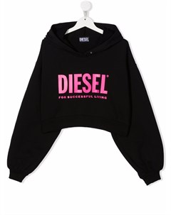 Укороченное худи с логотипом Diesel kids