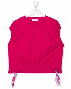 Футболка с короткими рукавами и вышитым логотипом Msgm kids