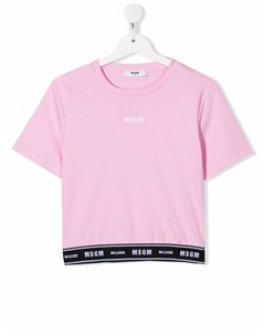 Футболка с короткими рукавами и вышитым логотипом Msgm kids