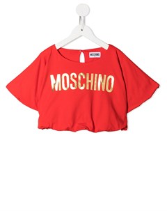 Укороченная футболка с логотипом Moschino kids