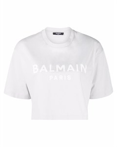 Укороченная футболка с логотипом Balmain