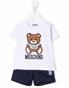 Шорты с вышитым логотипом и подворотами Moschino kids