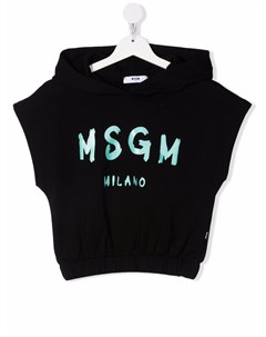 Укороченное худи с логотипом Msgm kids