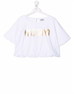 Укороченная футболка с логотипом Moschino kids