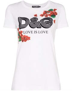 Футболка с цветочным принтом и логотипом Dolce&gabbana