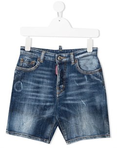 Джинсовые шорты с эффектом потертости Dsquared2 kids