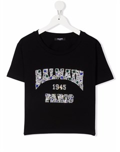 Футболка с логотипом из страз Balmain kids