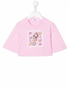 Футболка с цветочным принтом Msgm kids