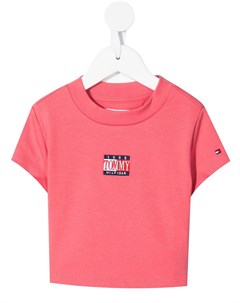 Укороченная футболка с вышитым логотипом Tommy hilfiger junior