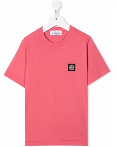 Футболка с нашивкой логотипом Stone island junior