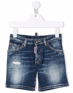 Джинсовые шорты с эффектом потертости Dsquared2 kids