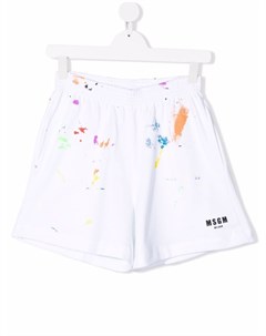 Шорты с эффектом разбрызганной краски Msgm kids