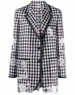 Пальто в клетку гингем с вышивкой Thom browne