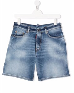 Джинсовые шорты с эффектом потертости Dsquared2 kids