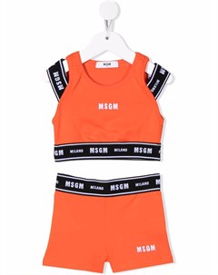 Комплект из спортивного топа и шортов и логотипом Msgm kids