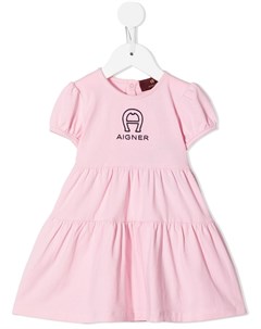 Расклешенное платье с вышитым логотипом Aigner kids