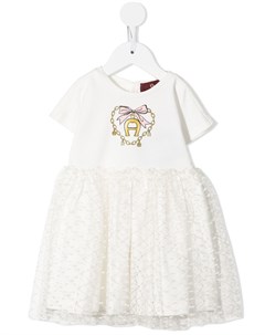 Кружевное платье с логотипом Aigner kids