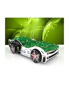 Кровать машина карлсон мадрид с объемными колесами черный 85x50x170 см Magic cars