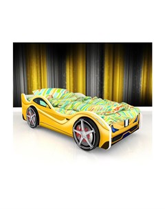 Кровать машина карлсон феррари с объемными колесами желтый 85x50x170 см Magic cars