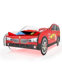 Кровать машина карлсон джип бмв х5 без доп опций красный 84x75x184 см Magic cars