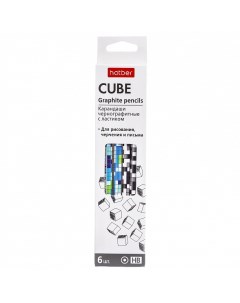 Карандаш Cubes Ассорти HB 6шт с ластиком арт BLs_071070 Hatber