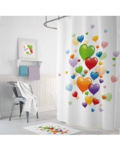 Шторка для ванной из 100 полиэстера без колец 180х200см heart baloons Tropikhome