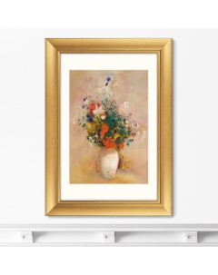 Репродукция картины в раме vase of flowers 1906г оранжевый 50x70 см Картины в квартиру