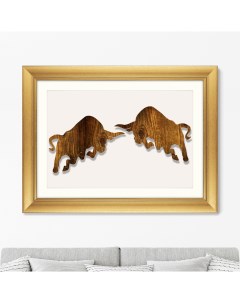 Репродукция картины в раме бой парящих быков 2016г коричневый 80x60 см Картины в квартиру