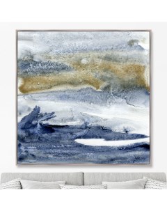 Репродукция картины на холсте storm waves on the ocean синий 105x105 см Картины в квартиру
