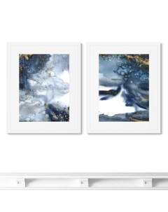 Набор из 2 х репродукций картин в раме air composition no1 синий 42x52 см Картины в квартиру