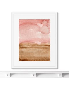 Репродукция картины в раме sunset over the field розовый 42x52 см Картины в квартиру