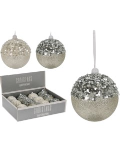 Шар елочный Silver Glitter 8 см CAA126651 Koopman