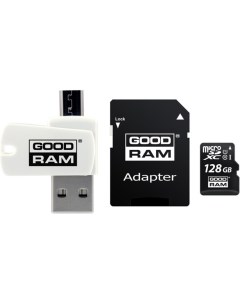 Карта памяти 128GB microSD Class 10 UHS I 3 in1 memory set SD adapter USB cardreader M1A4 1280R12 Goodram