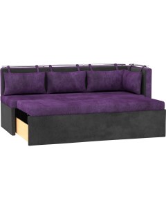 Кухонный угловой диван Лига Диванов Метро правый микровельвет фиолетовый черный 28576 Mebelico
