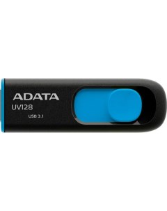 USB Flash DashDrive UV128 Black Blue 64GB AUV128 64G RBE A-data