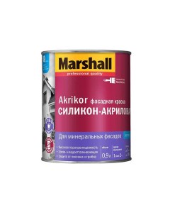 Краска силикон-акриловая Akrikor Фасадная мат белая BW 0,9л Marshall